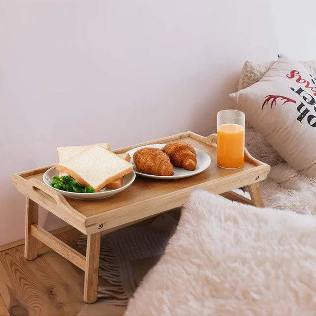 50X30Cm Foldable Bamboo Bed Tray