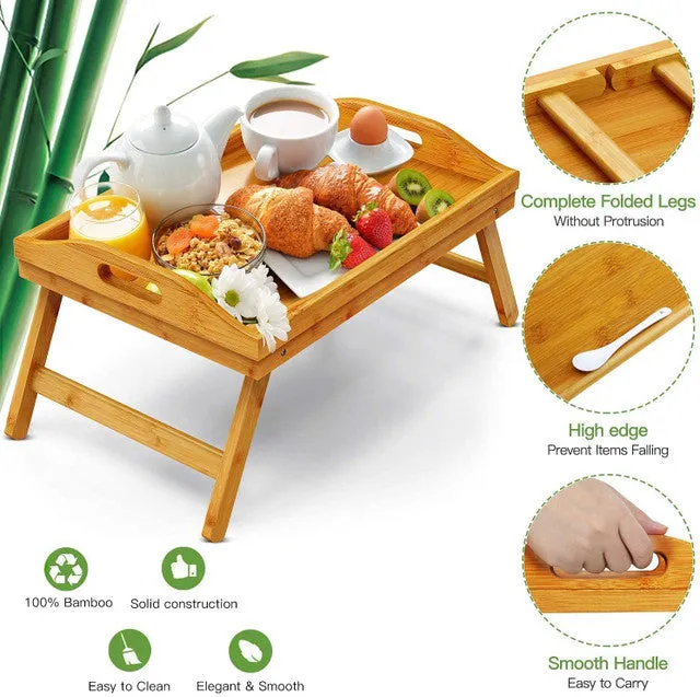 50X30Cm Foldable Bamboo Bed Tray