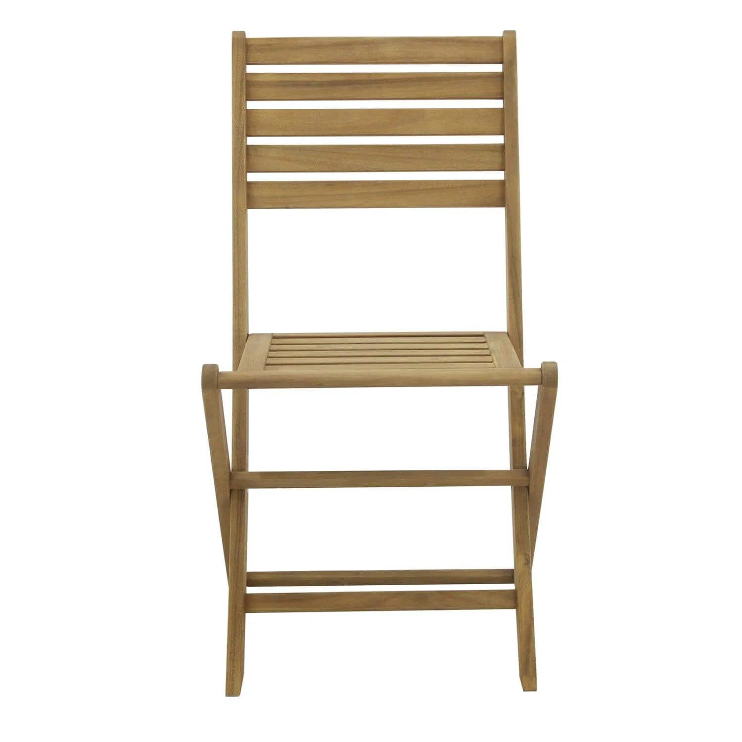 Ackley Outdoor Dining Chairs with Cream Cushions - Set of 2 - Solid Acacia Wood