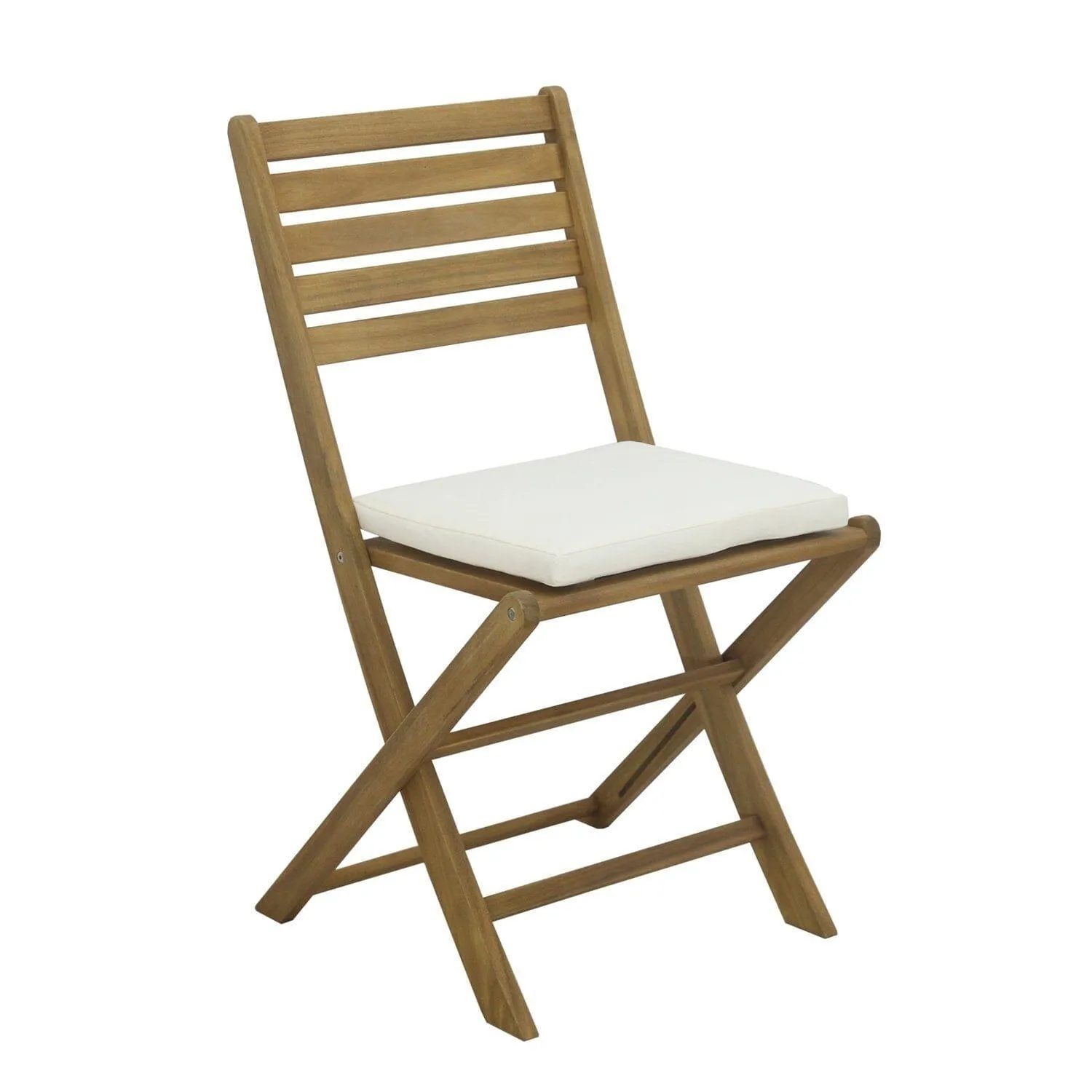 Ackley Outdoor Dining Chairs with Cream Cushions - Set of 2 - Solid Acacia Wood