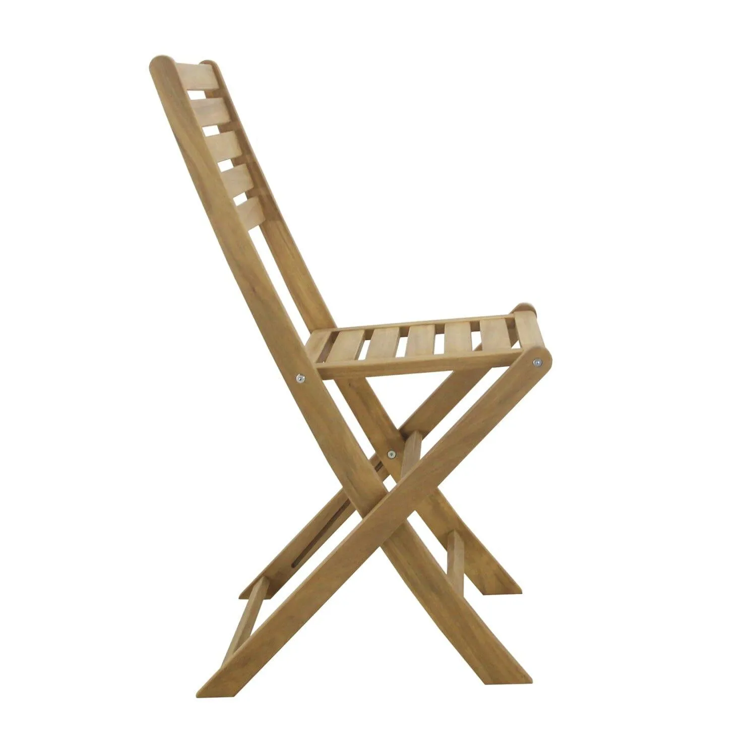 Ackley Outdoor Dining Chairs with Cream Cushions - Set of 2 - Solid Acacia Wood