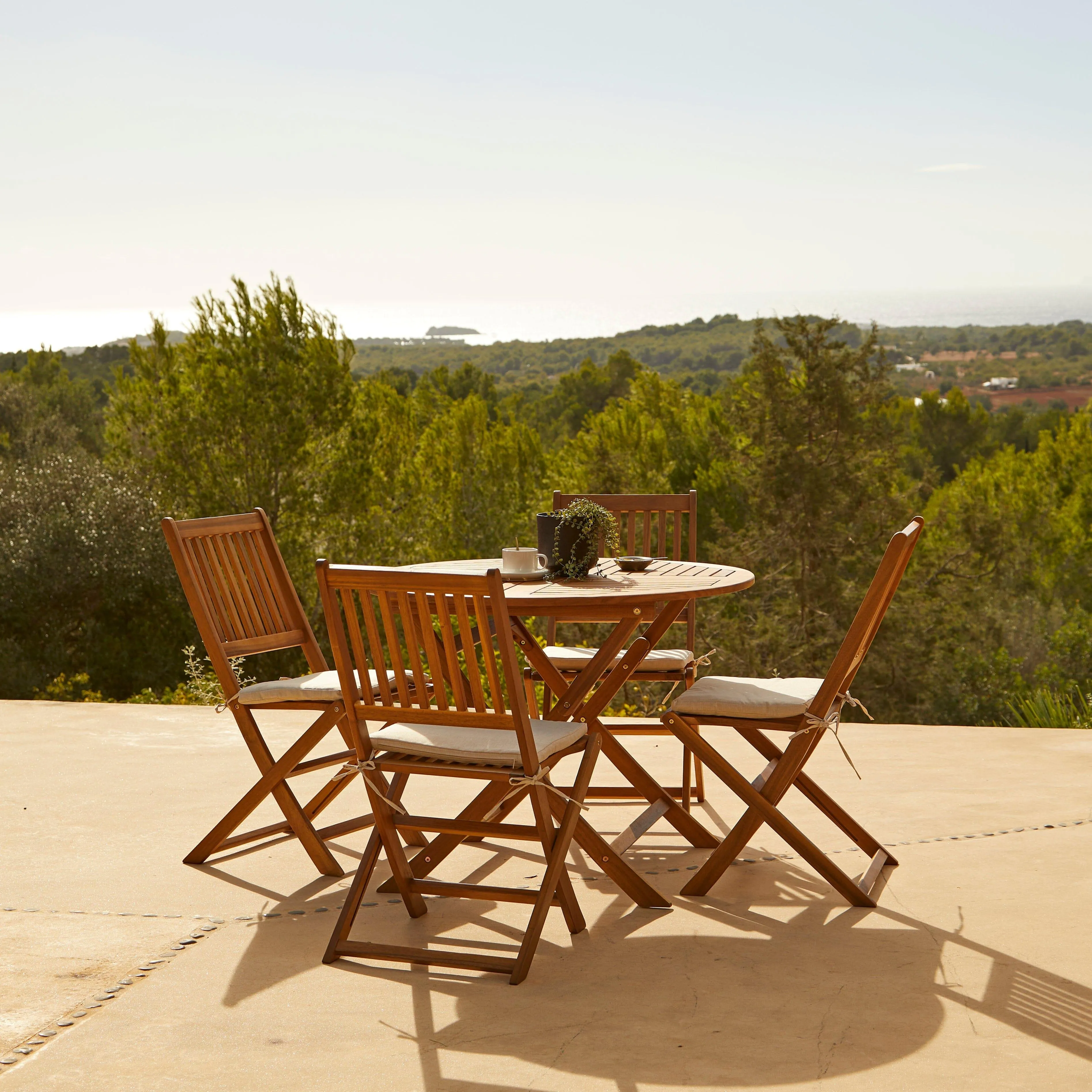 Ashby 4 Seater Round Wooden Garden Armchair Dining Set - 100cm