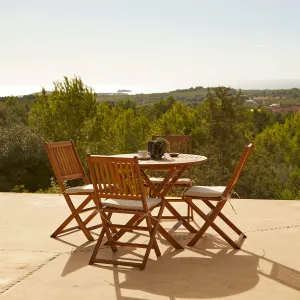 Ashby 4 Seater Round Wooden Garden Armchair Dining Set - 100cm