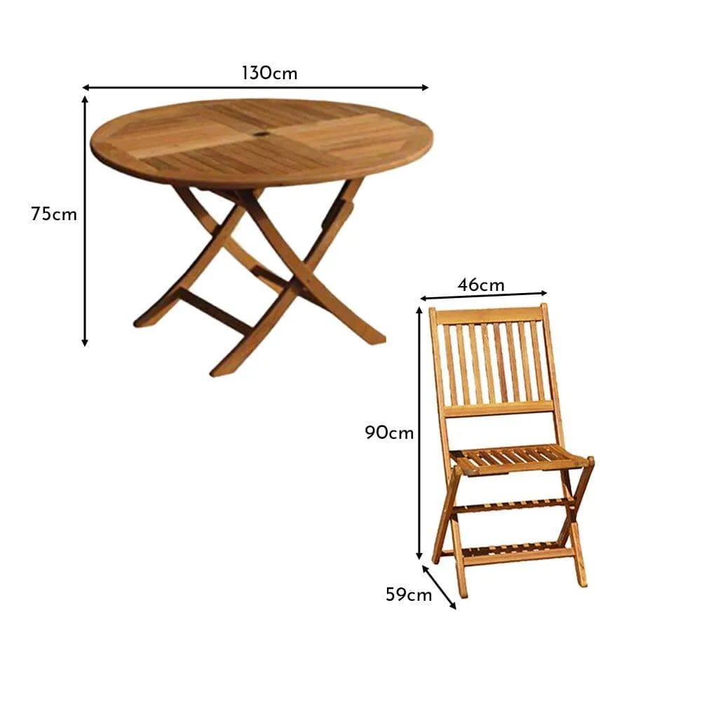 Ashby 6 Seater Wooden Round Garden Dining Set - 130cm