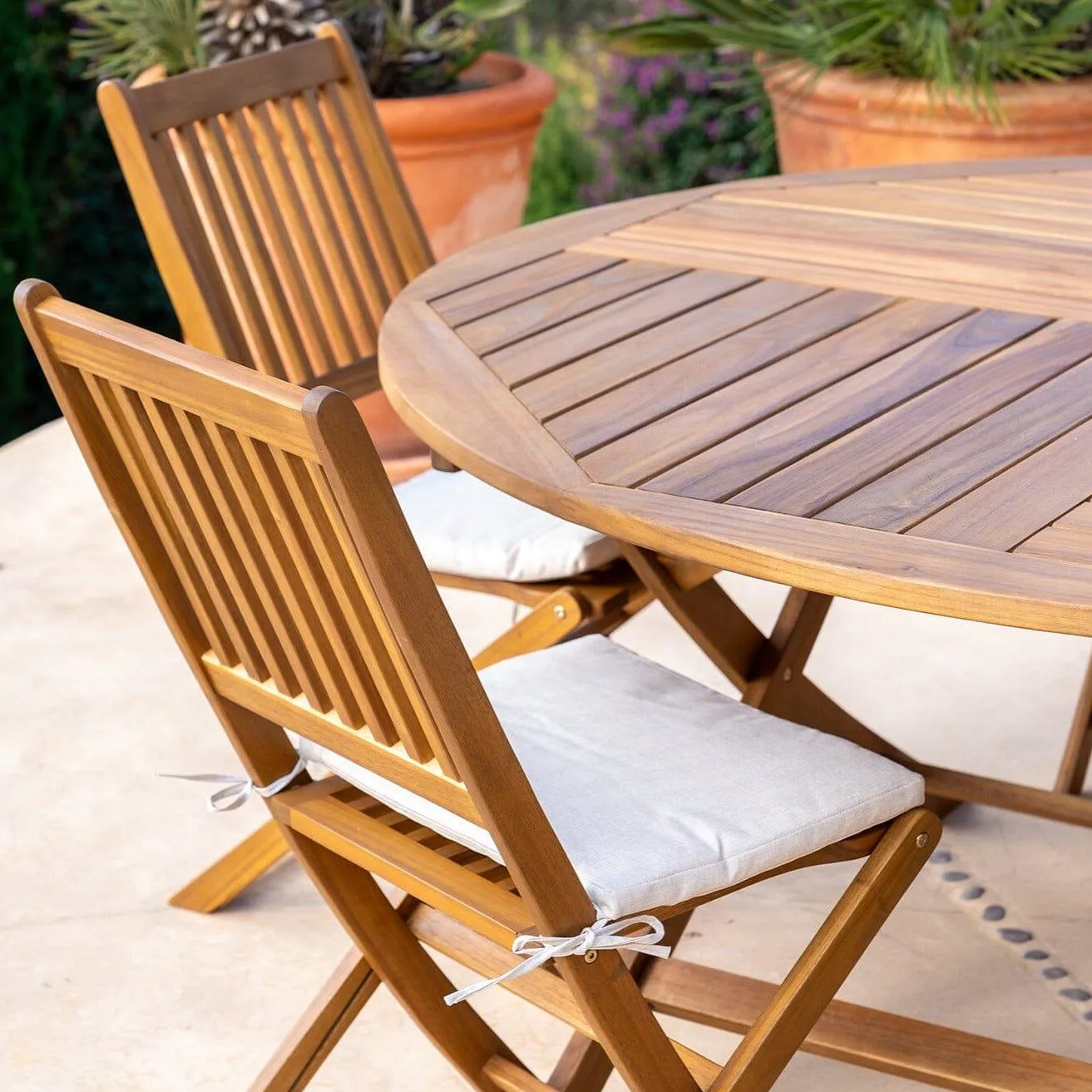 Ashby 8 Seater Wooden Round Folding Garden Dining Table - 160cm