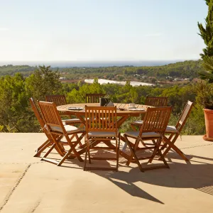 Ashby 8 Seater Wooden Round Garden Dining Set - 160cm