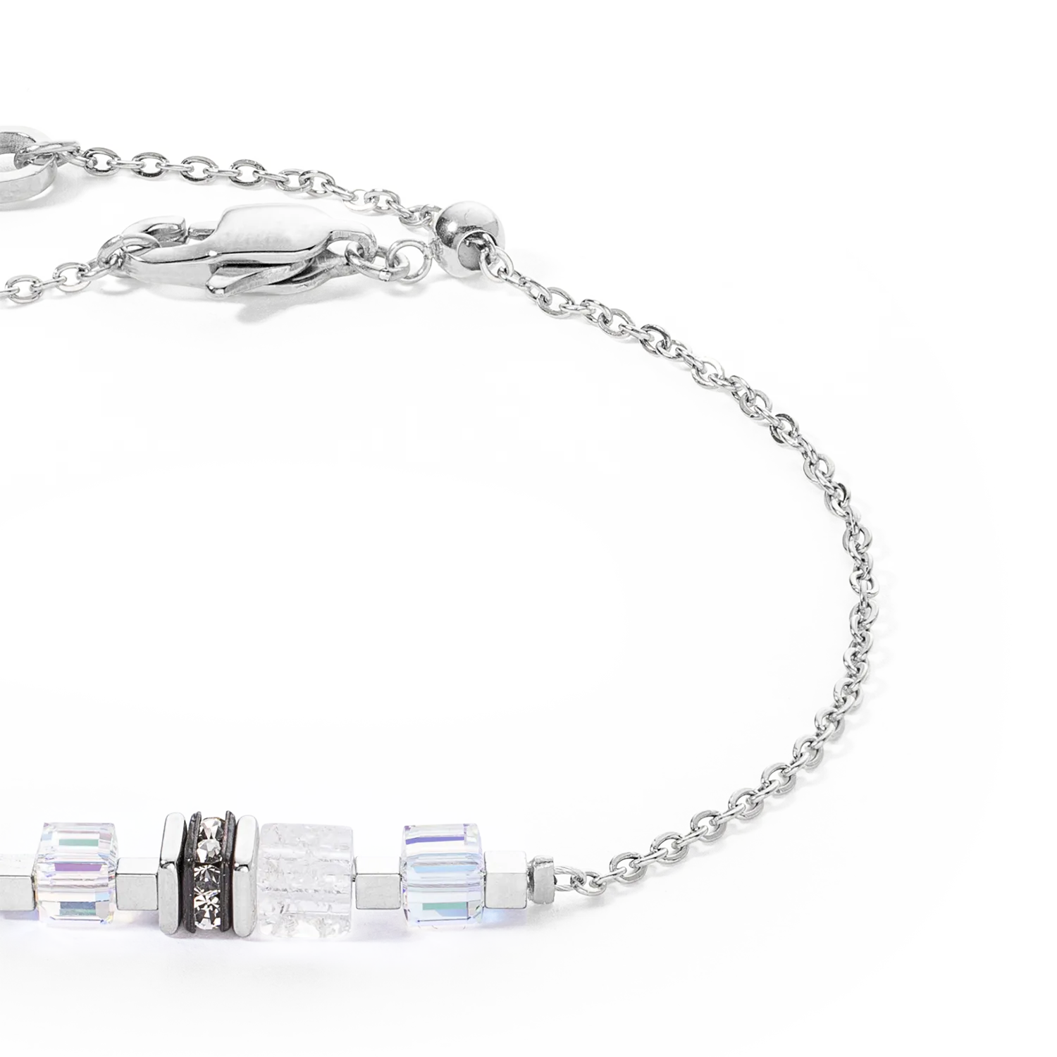 Bracelet Mini Cubes & Chain silver-white