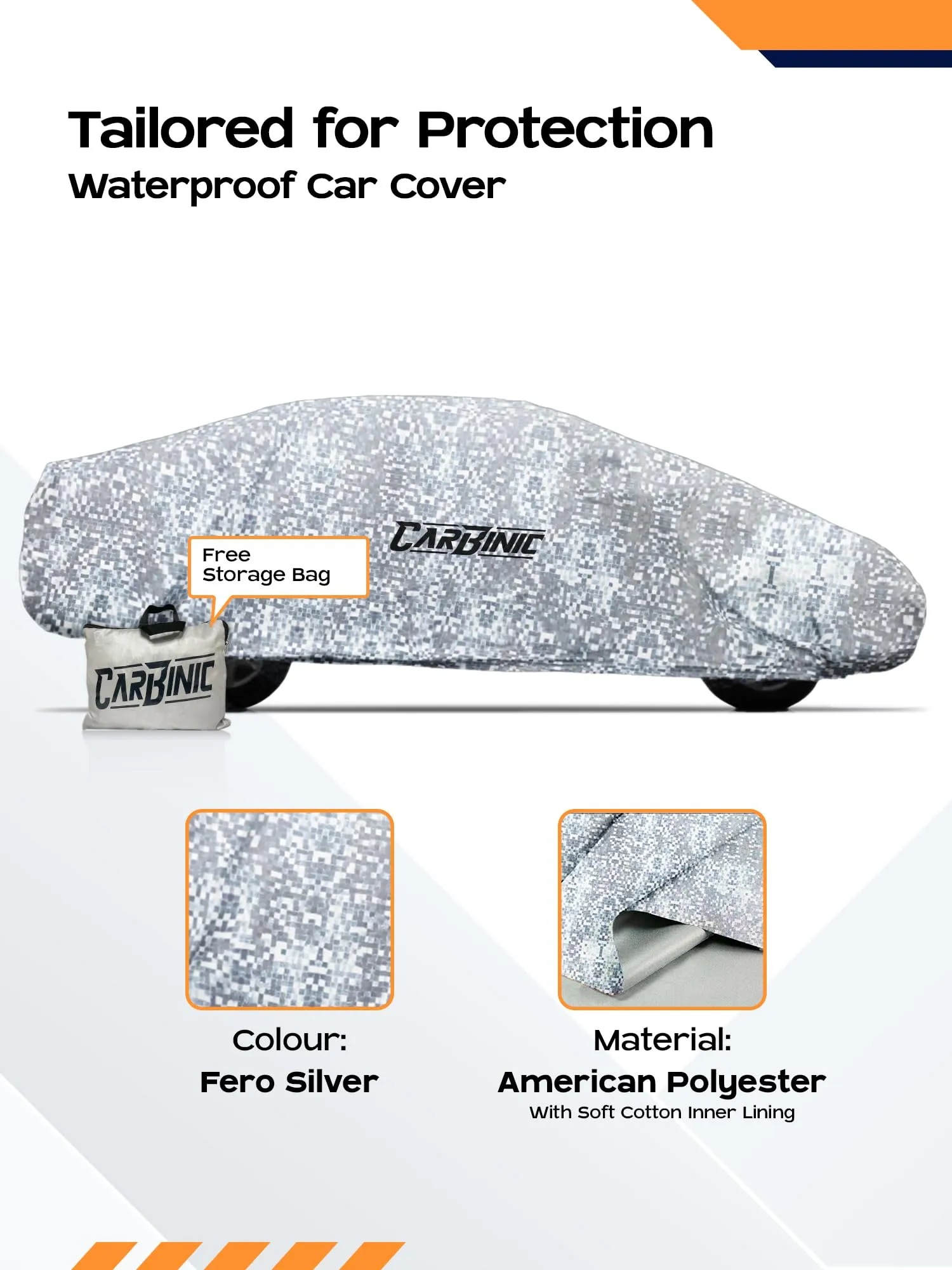 CARBINIC Waterproof Car Body Cover for Tata Punch 2021 | Dustproof, UV Proof Car Cover | Punch Car Accessories | Mirror Pockets & Antenna Triple Sti