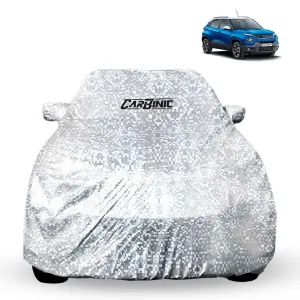 CARBINIC Waterproof Car Body Cover for Tata Punch 2021 | Dustproof, UV Proof Car Cover | Punch Car Accessories | Mirror Pockets & Antenna Triple Sti