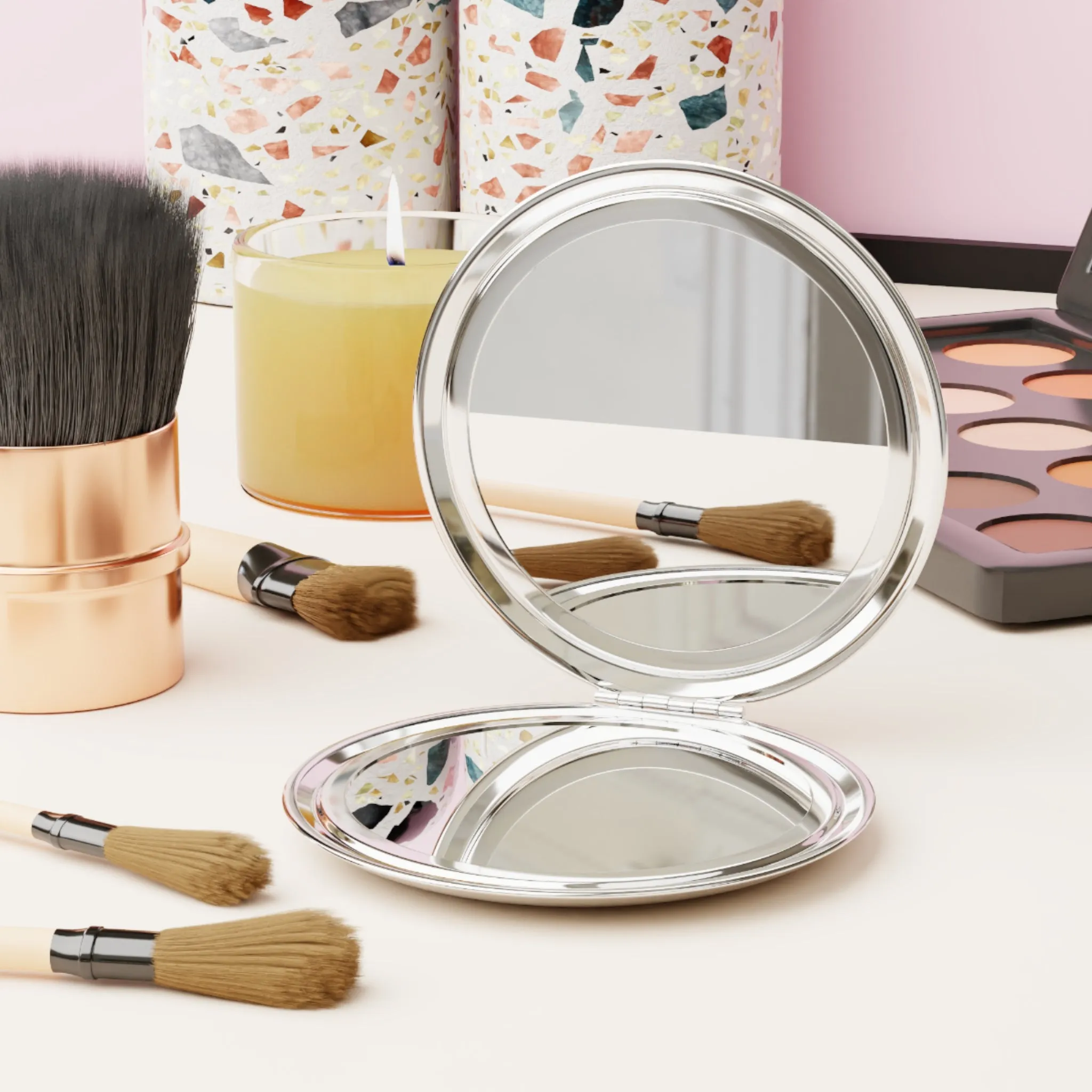 Celestial White Cat - Compact Travel Mirror