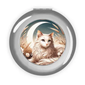 Celestial White Cat - Compact Travel Mirror