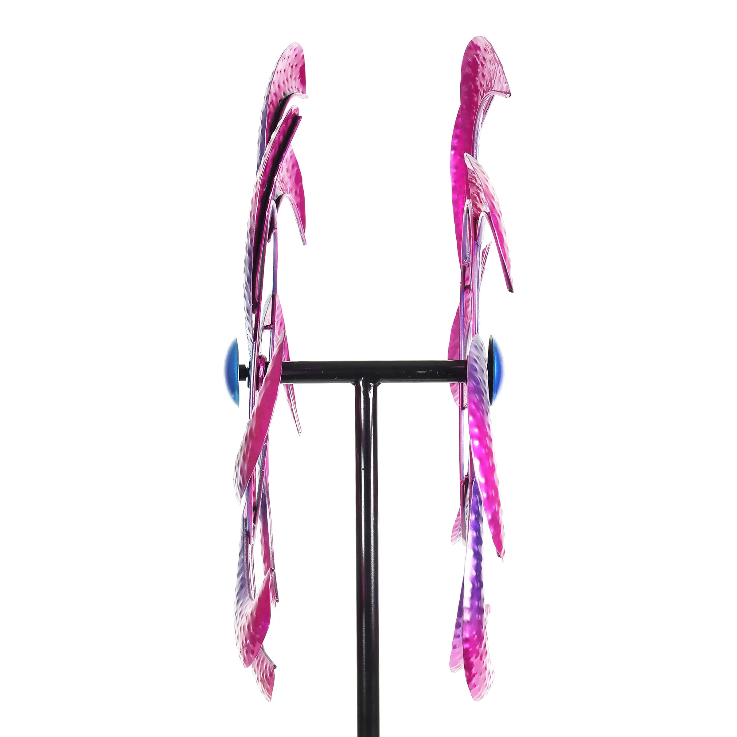 Colorful Double Metal Spinner Metallic Pinwheel Garden Stake, 18 by 70 Inches