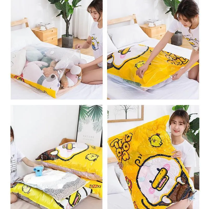 Compressible vacuum storage bag