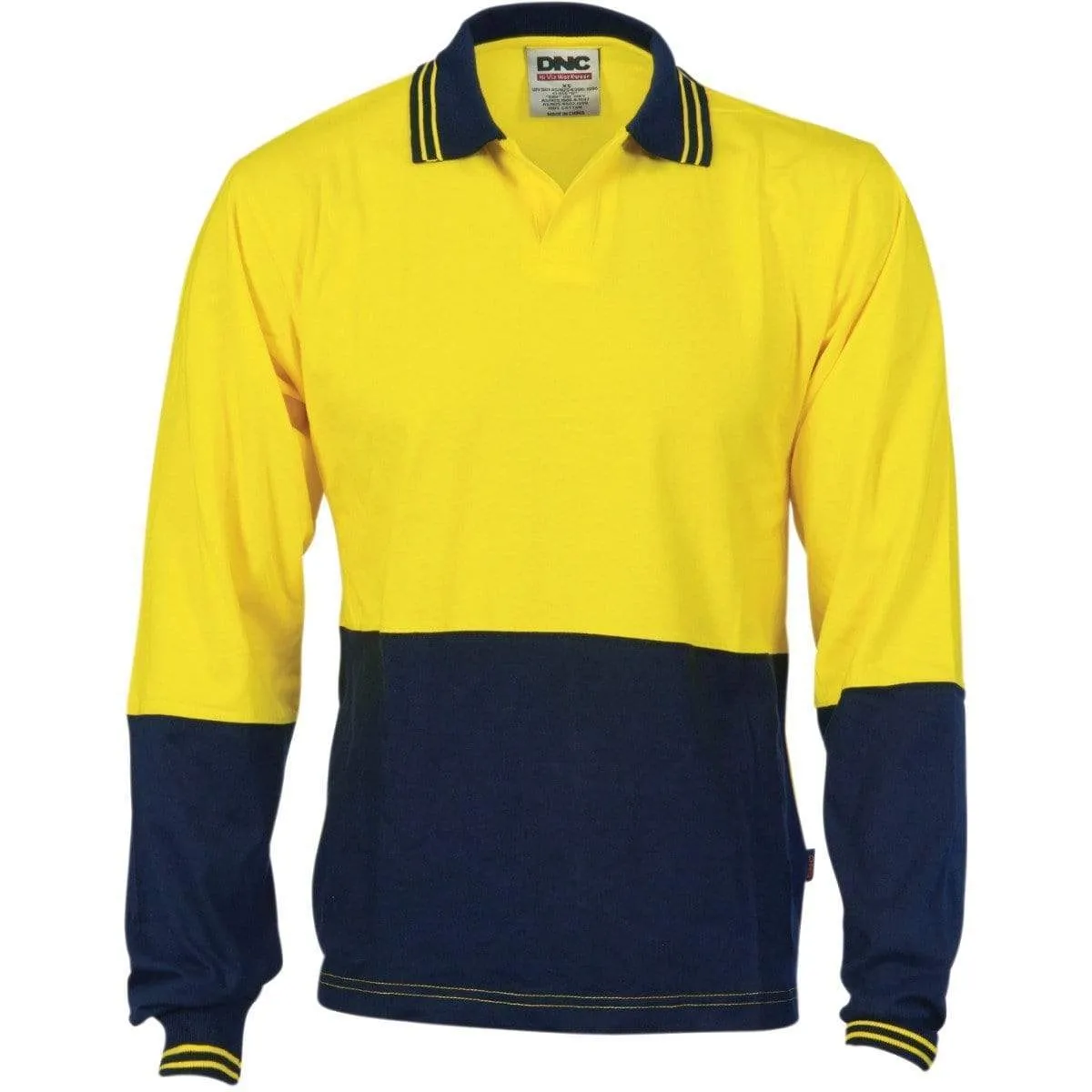 Dnc Workwear Hi-vis Cool Breeze Cotton Jersey Food Industry Long Sleeve Polo - 3906