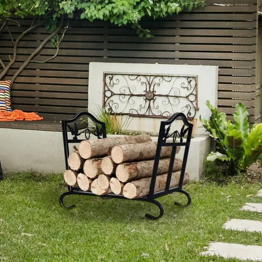 Foldable Firewood Log Rack Steel Wood Storage Holder