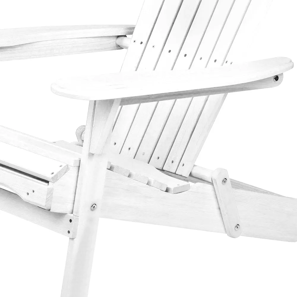 Gardeon Adirondack Outdoor Chairs Wooden Foldable Beach Chair Patio Furniture White