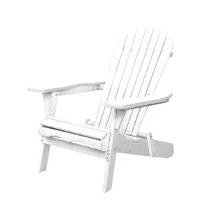 Gardeon Adirondack Outdoor Chairs Wooden Foldable Beach Chair Patio Furniture White