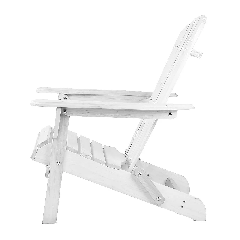 Gardeon Adirondack Outdoor Chairs Wooden Foldable Beach Chair Patio Furniture White