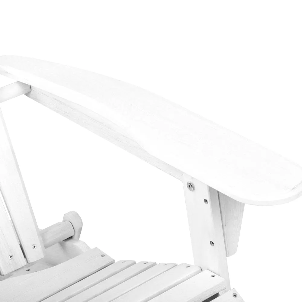 Gardeon Adirondack Outdoor Chairs Wooden Foldable Beach Chair Patio Furniture White