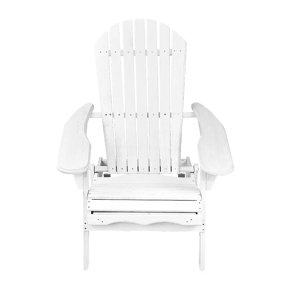 Gardeon Adirondack Outdoor Chairs Wooden Foldable Beach Chair Patio Furniture White