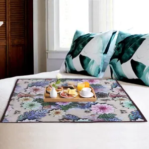 Heart Home Bed Server|PVC Rose Floral & Buterfly Print Both Sided Food Mat|Waterproof Mattress Protector, 35x35 Inch (Multicolor)
