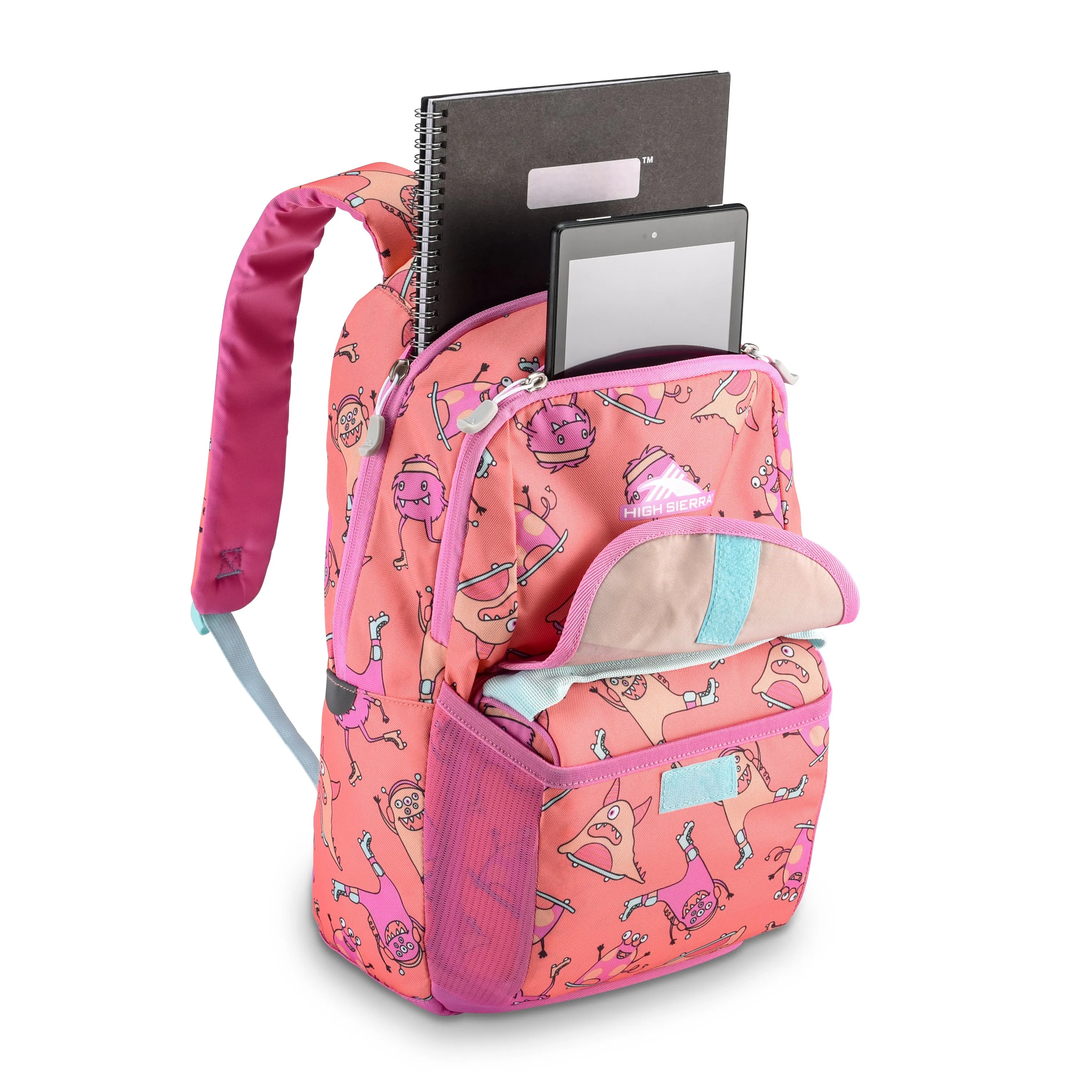 High Sierra Ollie Lunchkit Backpack - Monsters On Wheels/Coral