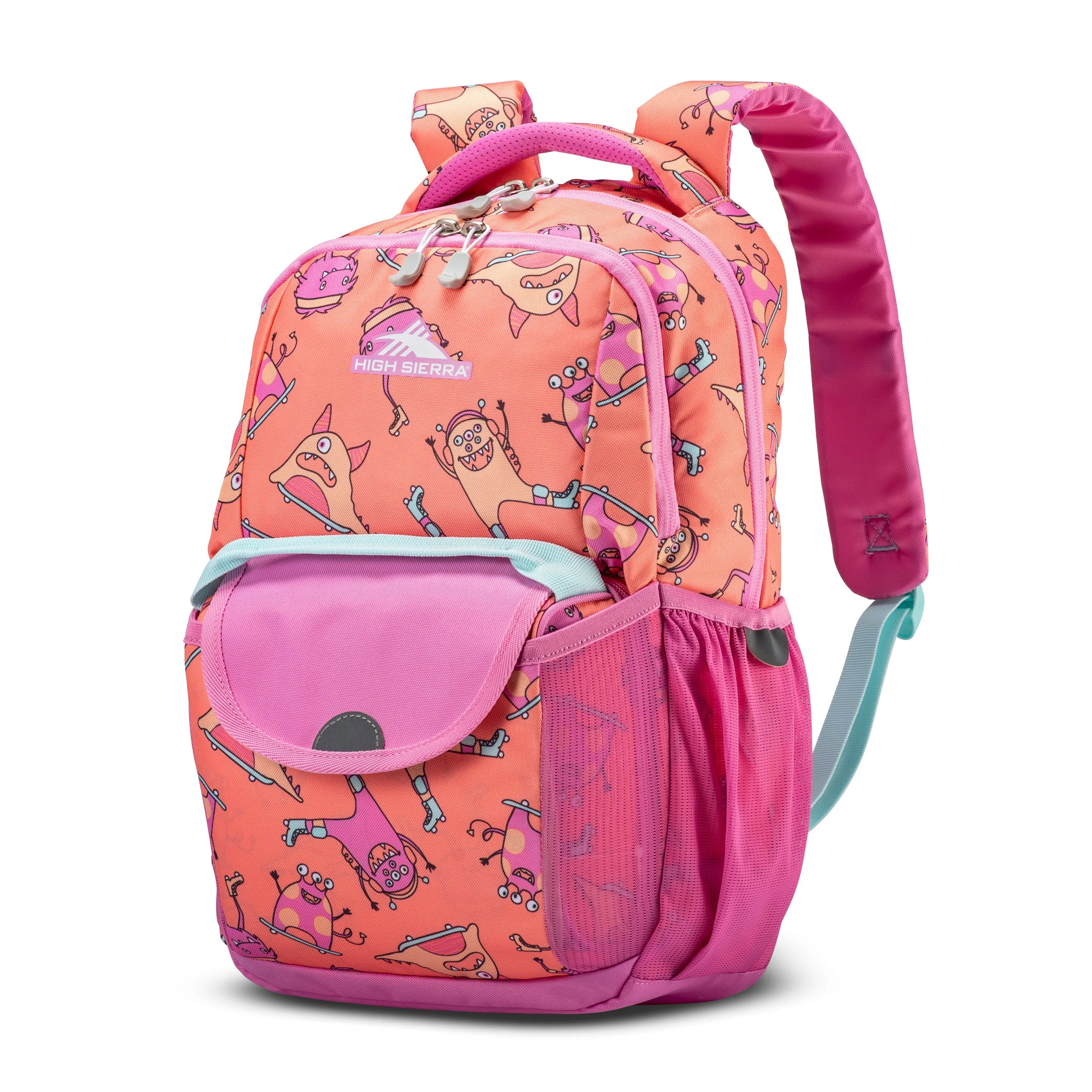 High Sierra Ollie Lunchkit Backpack - Monsters On Wheels/Coral