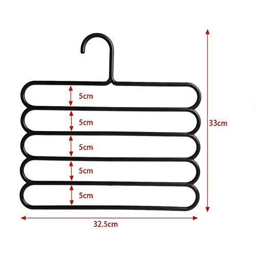 INOVERA (LABEL) 5 Layer Pants Clothes Hanger Wardrobe Storage Organiser Rack (Set of 6), 32l x 1b x 33h cm (Assorted Colour)