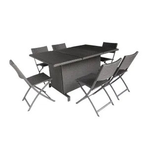 Jerry Outdoor 7 Piece Foldable Wicker Dining Set
