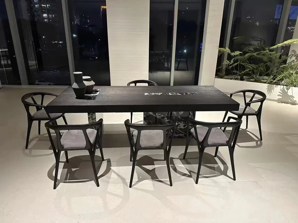 Luxury Wood Dining Chair in Black Finish Color