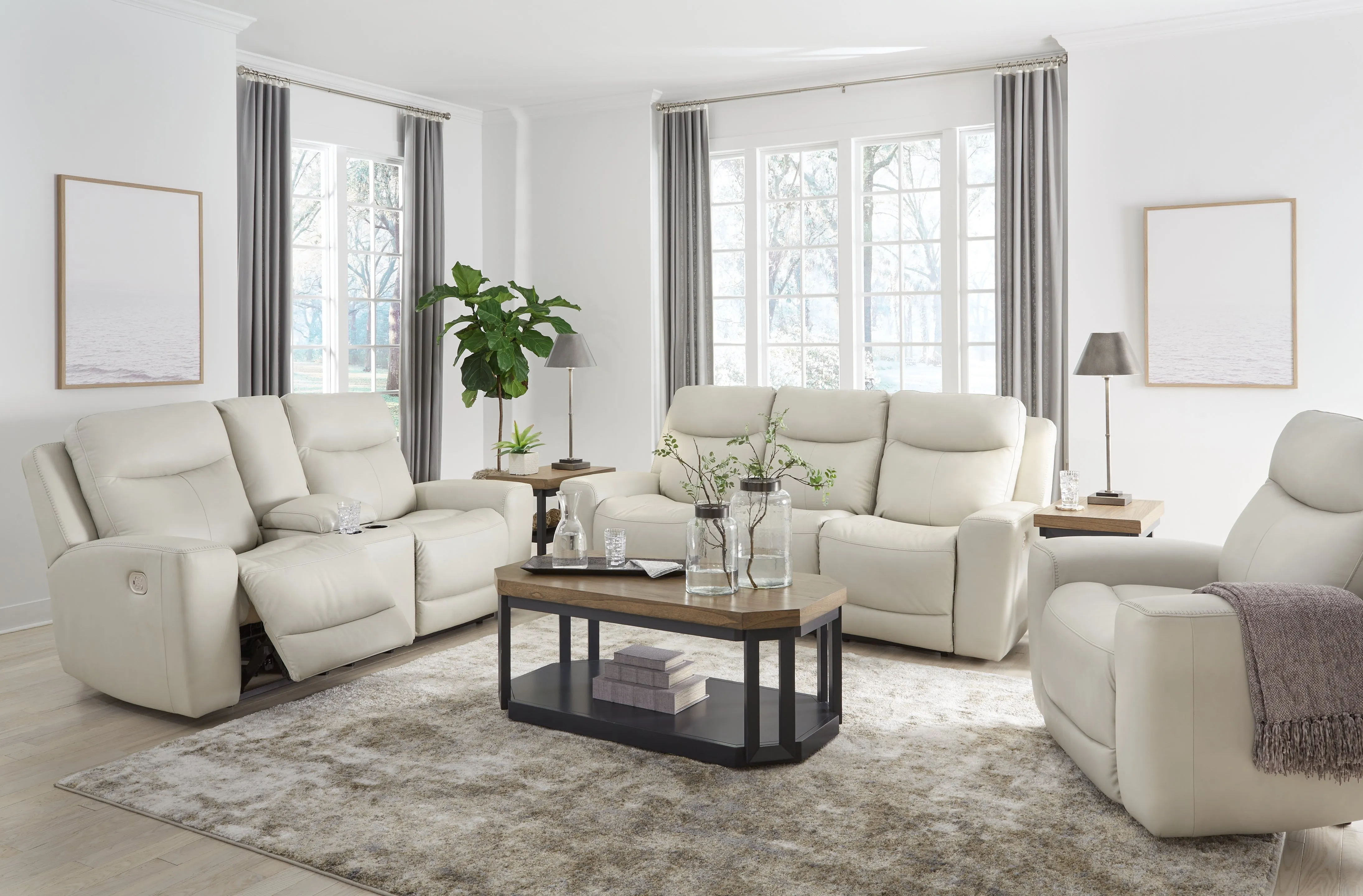 Mindanao Sofa, Loveseat and Recliner in Coconut