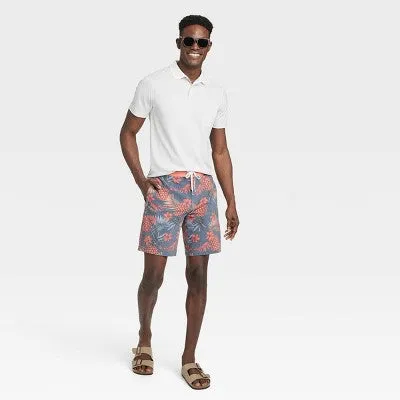 New - Men's 8.5" Tropical Pineapple Print Board Shorts - Goodfellow & Co Coral Orange 38