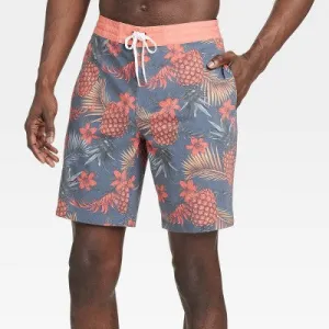 New - Men's 8.5" Tropical Pineapple Print Board Shorts - Goodfellow & Co Coral Orange 38