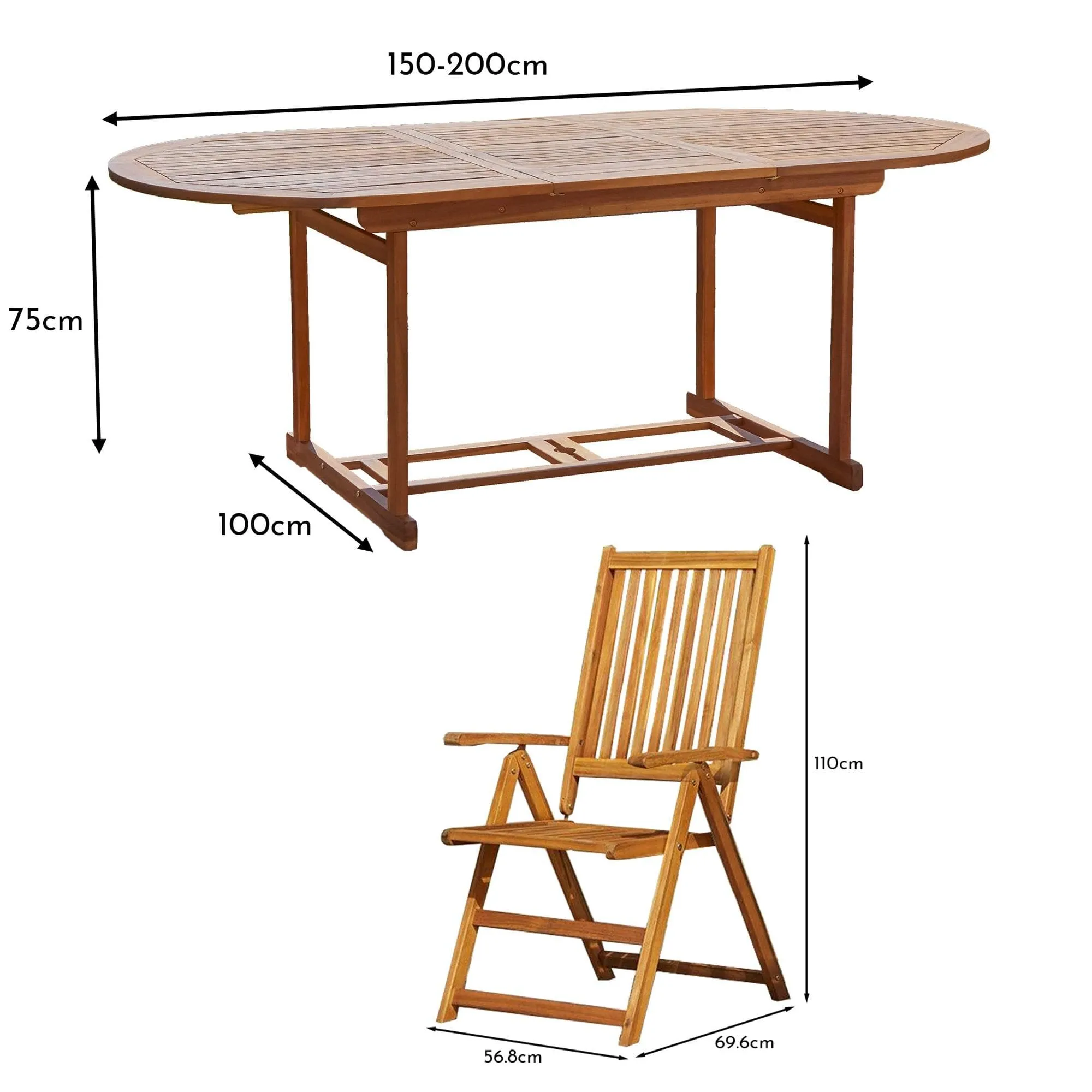 Oakley 4 Seater Wooden Extendable Garden Dining Set