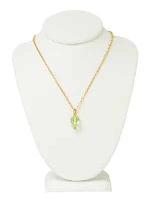 Peridot Green Crystal Cube Necklace
