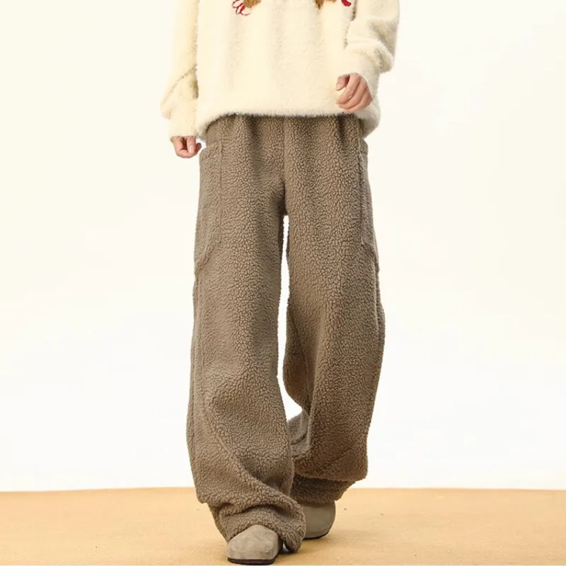 Polar Fleece Multi-pocket Thickened Sweatpants
