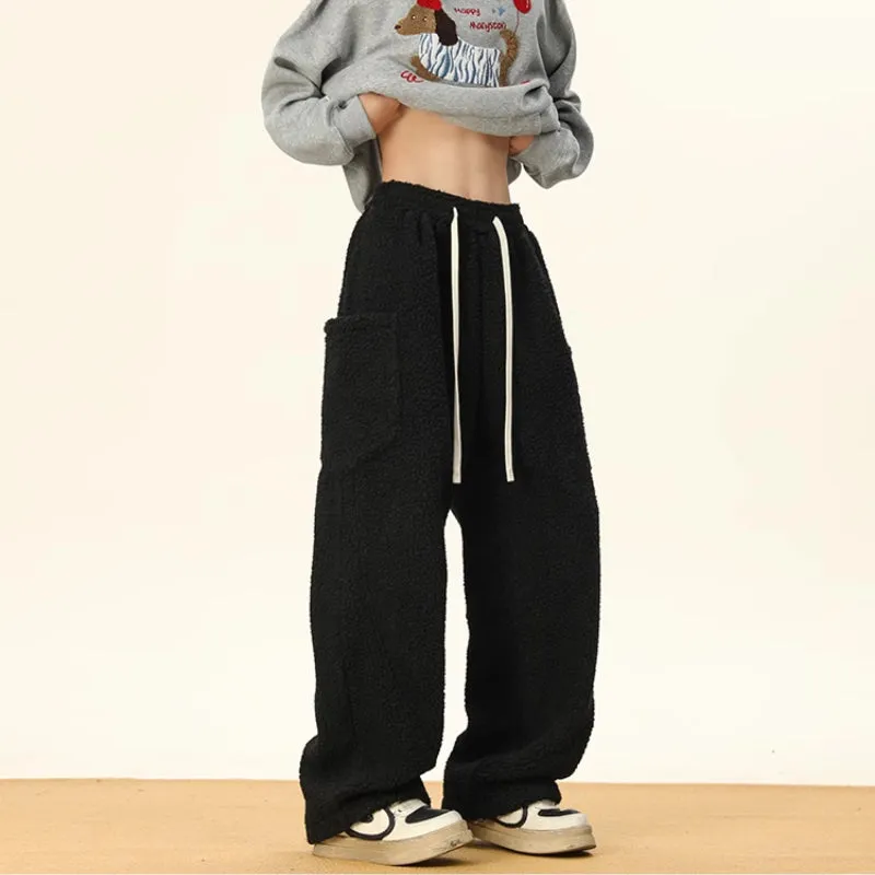 Polar Fleece Multi-pocket Thickened Sweatpants