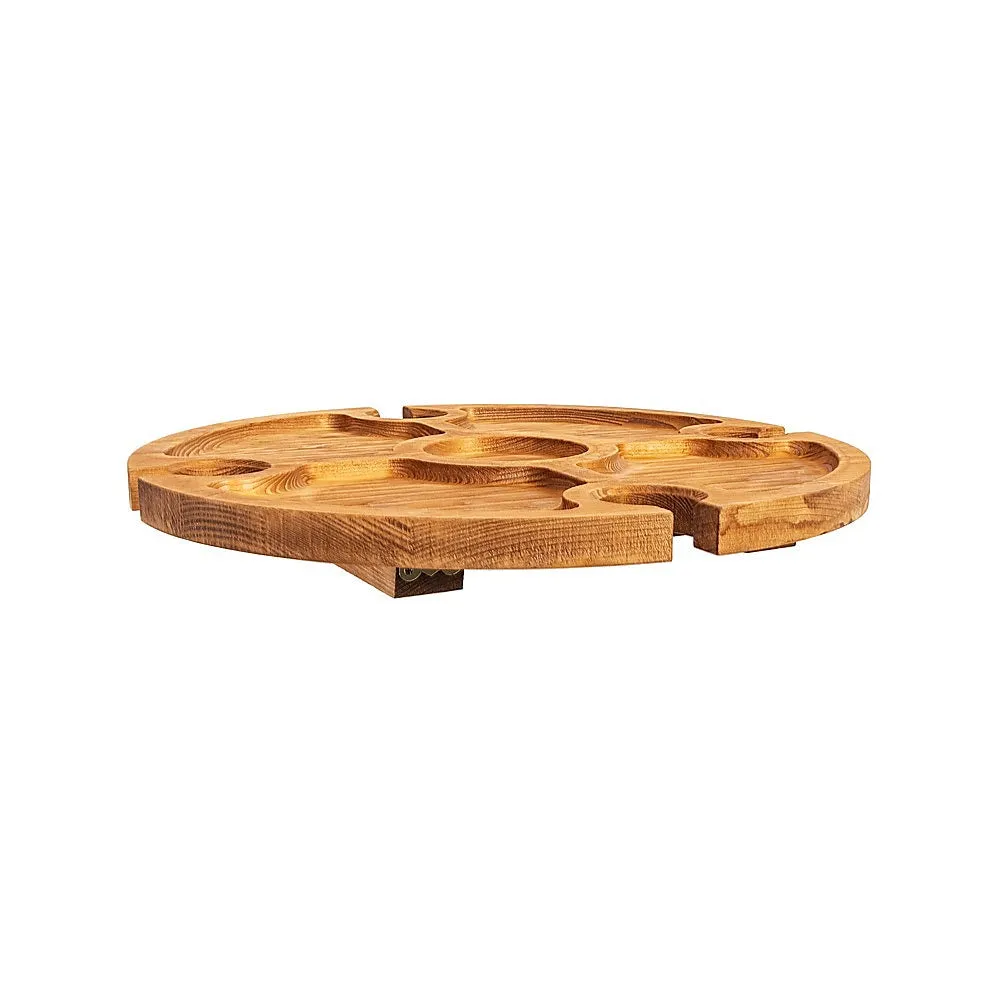 Portable Folding Wooden Picnic Table with Wine Rack