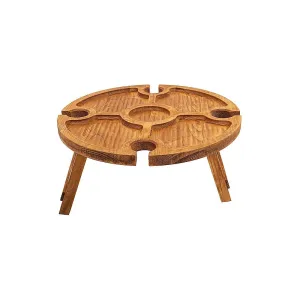 Portable Folding Wooden Picnic Table with Wine Rack