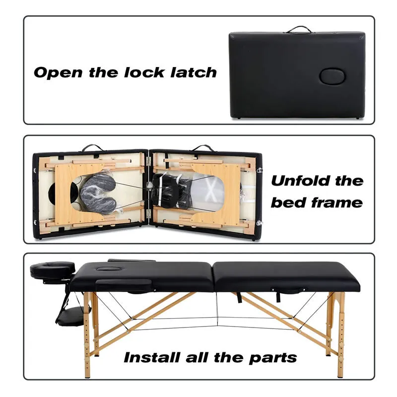 Portable Height Adjustable Massage Table With Bamboo Legs Anmf-306