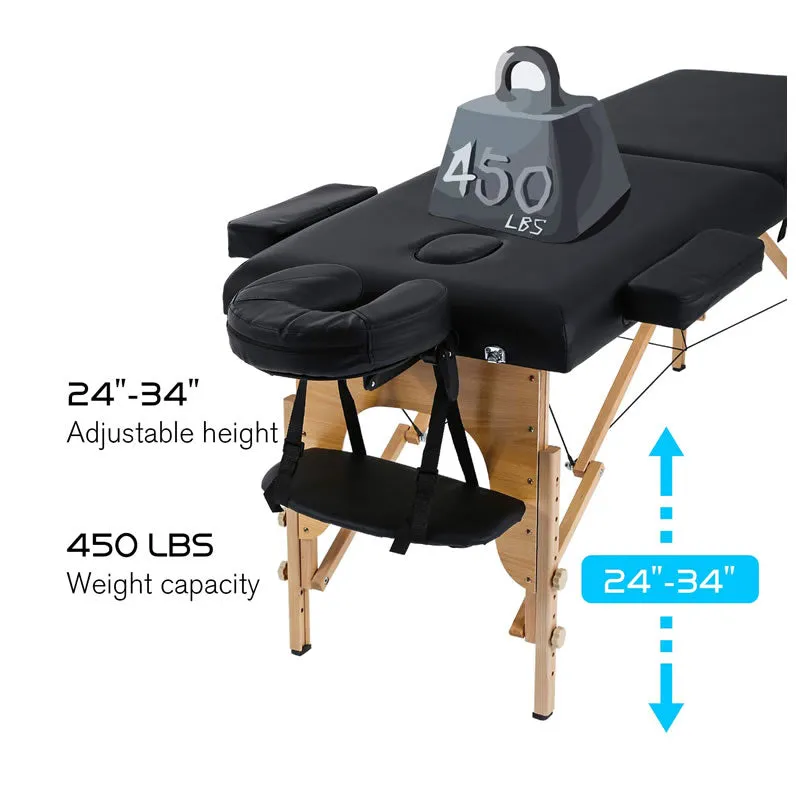 Portable Height Adjustable Massage Table With Bamboo Legs Anmf-306