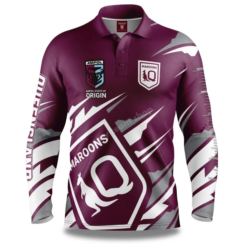 QLD STATE OF ORIGIN NRL "IGNITION" FISHING SHIRT