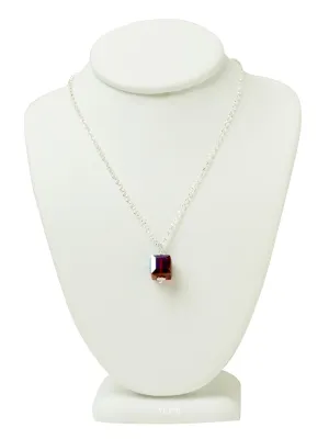 Ruby Red Crystal Cube Necklace