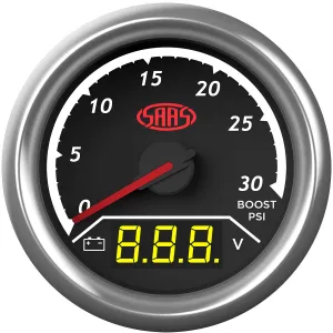 SAAS SG611250 Trax Series Dual Gauge - Boost 0-30 Psi/Volt 8V-18V Analogue/Digital