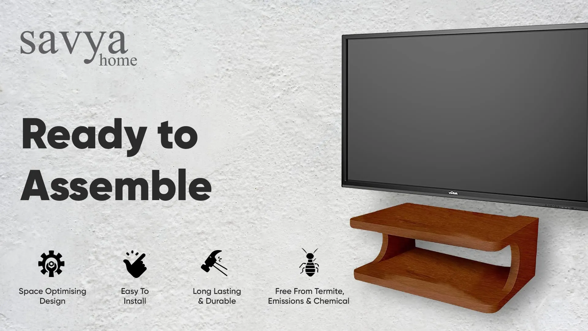 SAVYA HOME Wall Mount Set Top Box Stand | Engineered Wood | Easy to Assemble | Wall Mounted Set Top Box TV Unit for Living Room, Bedroom & Office | Space Saving Design | Walnut