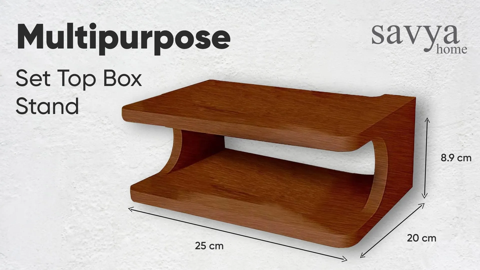 SAVYA HOME Wall Mount Set Top Box Stand | Engineered Wood | Easy to Assemble | Wall Mounted Set Top Box TV Unit for Living Room, Bedroom & Office | Space Saving Design | Walnut