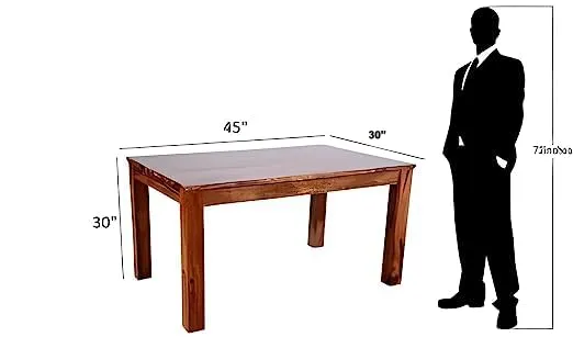 Shree Jeen Mata Enterprises Solid Sheesham Wood Four Seater Dining Set for Dining Room/Hotel/Cafe | Wooden One Dining Table with Four Chairs | Finish- Rustic Teak Finish |