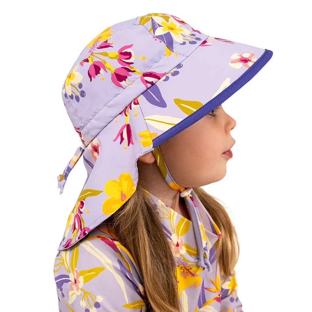 Size S (0-6m): Jan & Jul Aqua Dry Adventure Hat - Tropical Bloom