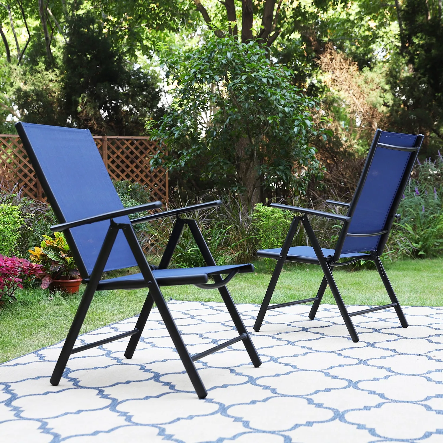 Sophia & William Pre-assembled Aluminum & Steel Frame Reclining Folding Sling Chair, Set of 2