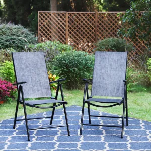 Sophia & William Pre-assembled Aluminum & Steel Frame Reclining Folding Sling Chair, Set of 2
